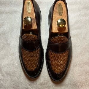 Nettleton Classic Brown Leather Slip-On Loafers with Contrast Stitching